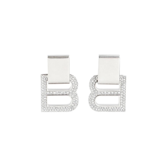 Balenciaga Balenciaga B Logo Crystal-Embellished Earrings